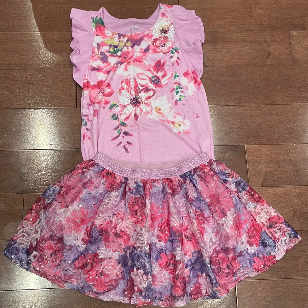 Justice glitter skirt and top